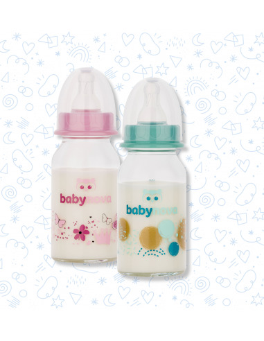 Baby Nova normál nyakú üvegpalack 0-24 hó 120 ml