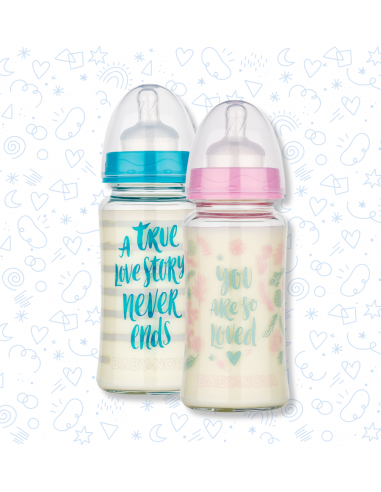 Baby Nova Széles nyakú üvegpalack 0-24 hó 230 ml
