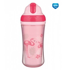  Canpol babies Sport tanuló pohár szilikonos szívószállal kétrétegű Flamingó 260 ml 12 hó+