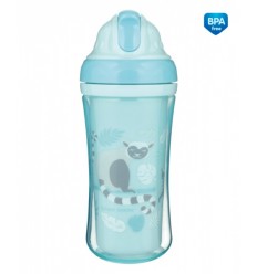 Canpol babies Sport tanuló pohár szilikonos szívószállal kétrétegű Maki majom 260 ml 12 hó+
