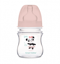 Canpol babies EasyStart antikólikás cumisüveg 120 ml 0hó+ Exotic Animals rózsaszín