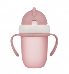 Canpol babies Szívószálas pohár 210 ml 9hó+ Flip Top matt rózsaszín