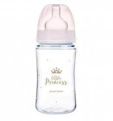 Canpol babies Antikólikás széles cumisüveg EasyStart 240 ml 3hó+ Royal baby rózsaszín