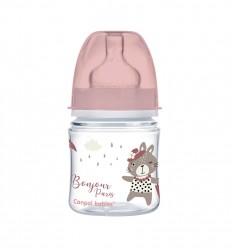 Canpol babies Antikólikás széles cumisüveg EasyStart 120 ml 0hó+ Bonjour Paris rózsaszín