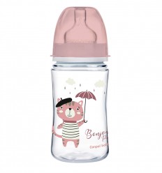 Canpol babies Antikólikás széles cumisüveg EasyStart 240 ml 3hó+ Bonjour Paris rózsaszín